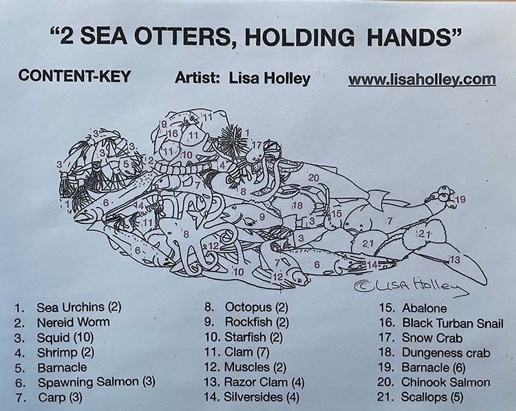 2 Sea Otters Holding Hands Art Key